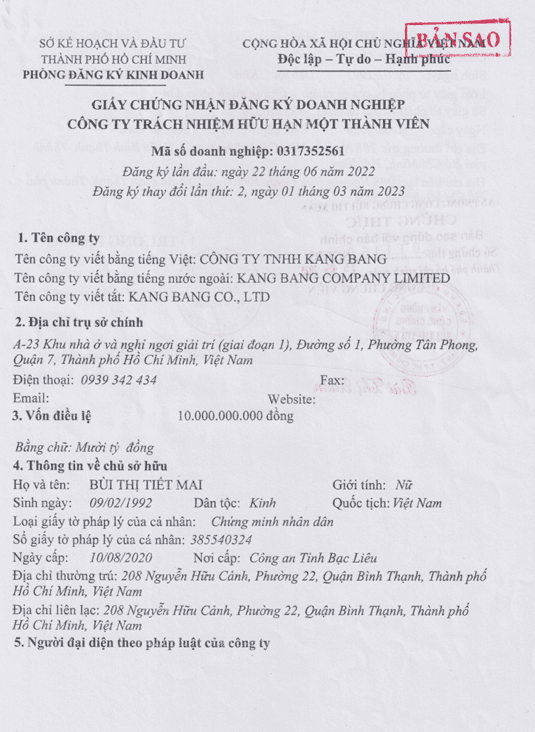 CÔNG TY TNHH KANG BANG